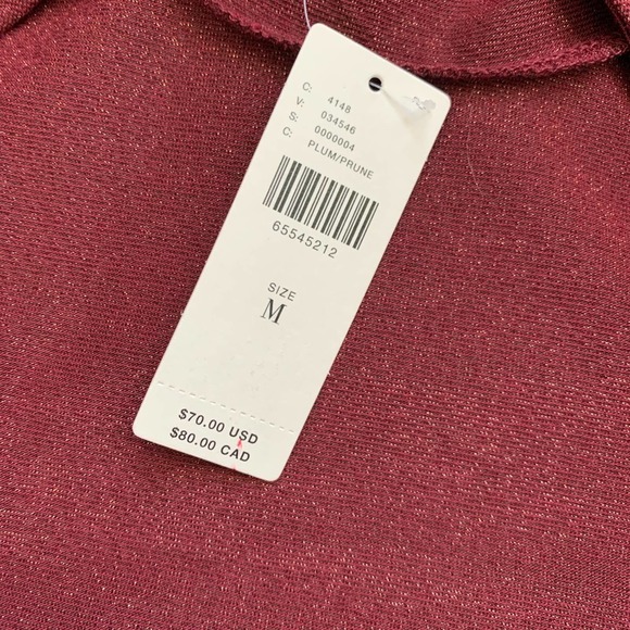 NWT Anthropologie Shimmer Open Back Long Sleeve Bodysuit. Plum - Picture 5 of 7